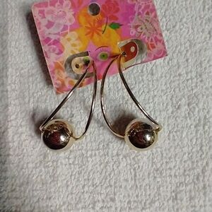 Goldtone ball post earrings large dangle